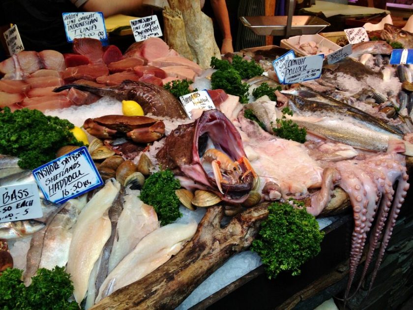 Seafood market food stall