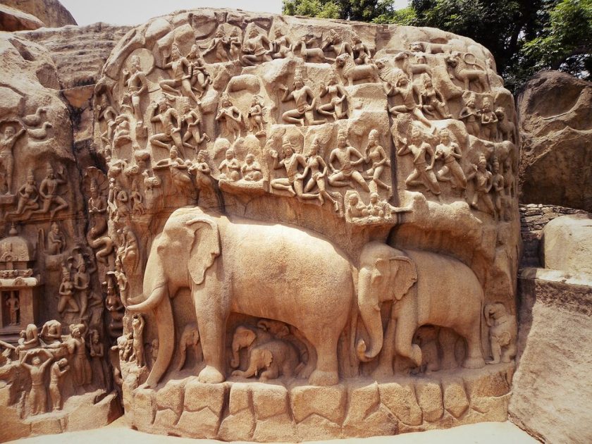 Elephant stone carving in Mahabalipuram