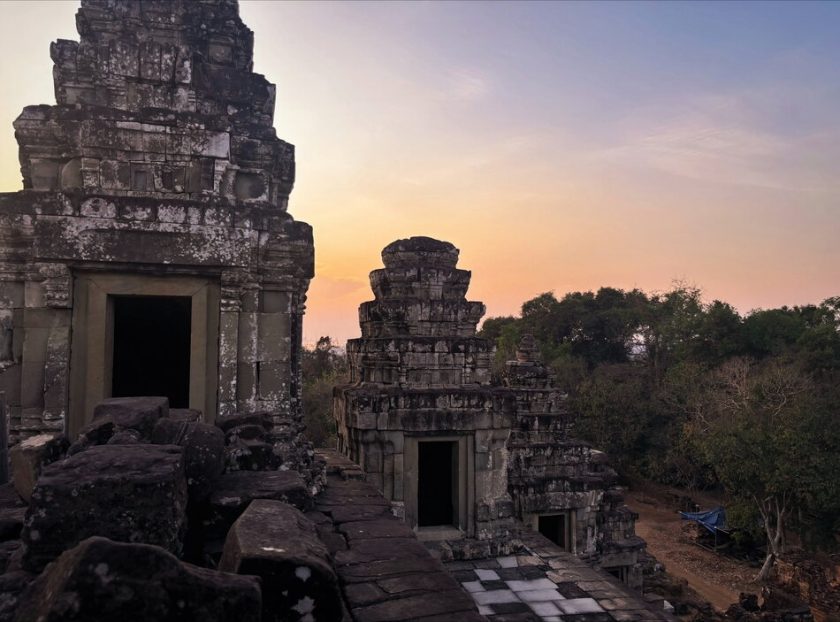 sunset at angkor temple