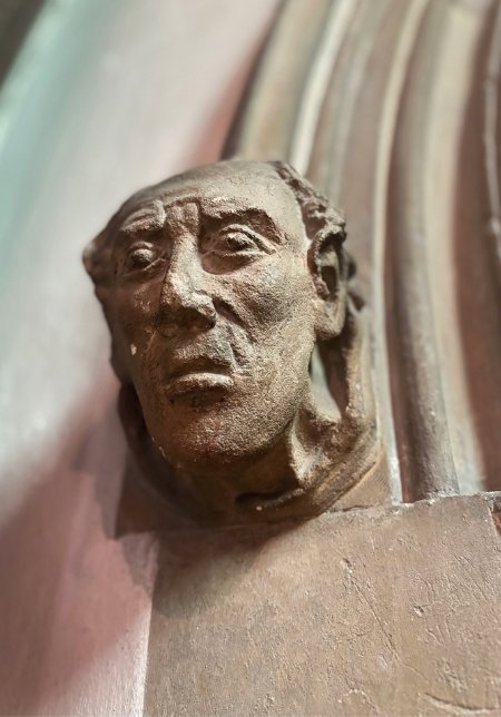 Stone head sculpture 