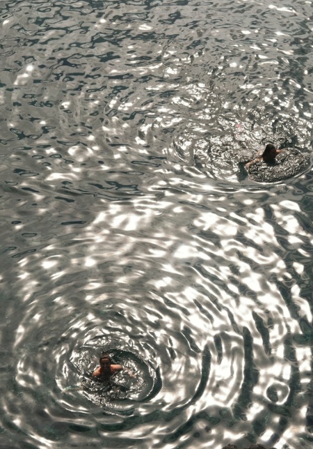 Swimming in natural pool
