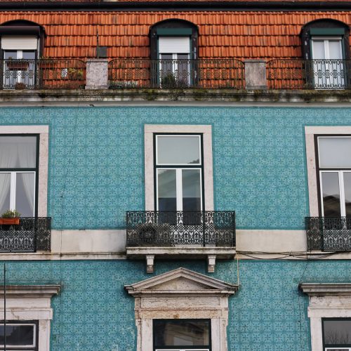 Azulejo buildings in Lisbon, Portugal