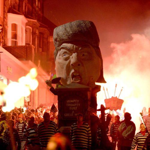 Donald Trump effigy - bonfire night in Lewes