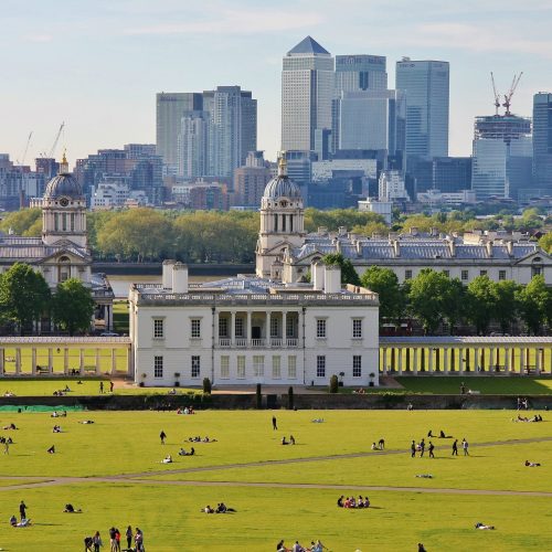 Panoramic view of London from Greenwich Park
