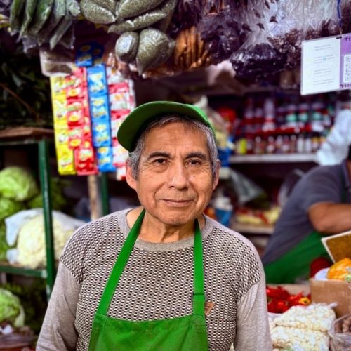 man inside Lima food market