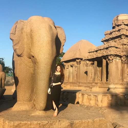 Elephant rock carving at Pancha Rathas in Mamallapuram, India