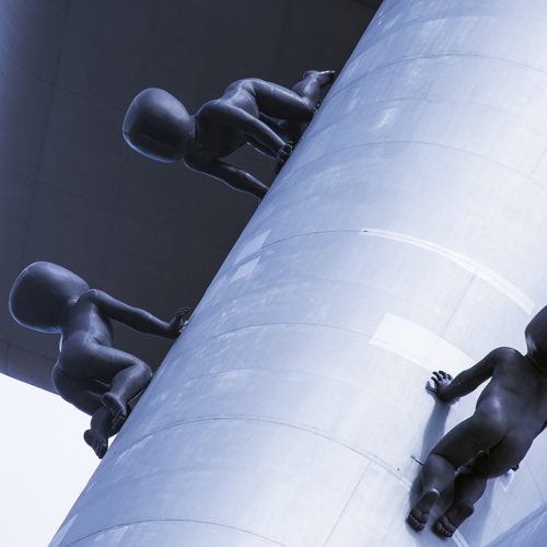 Zizkov Television Tower in Prague with babies by David Cerny
